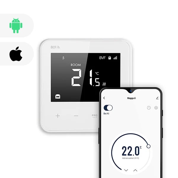801 Smart WiFi Thermostat – Premium Programmable Remote Heating Controller - White