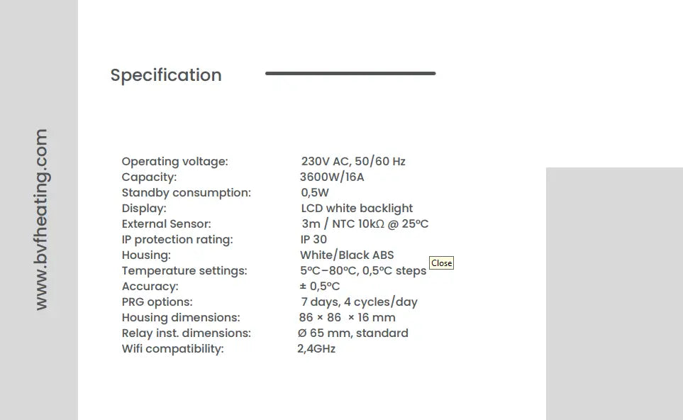 501 Smart WiFi Thermostat – Programmable Heating Controller - Black
