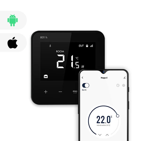 801 Smart WiFi Thermostat – Premium Programmable Remote Heating Controller - Black